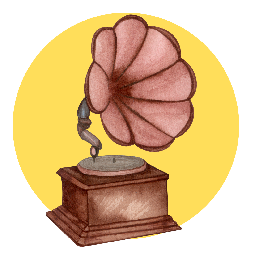 victrola with flower trumpet